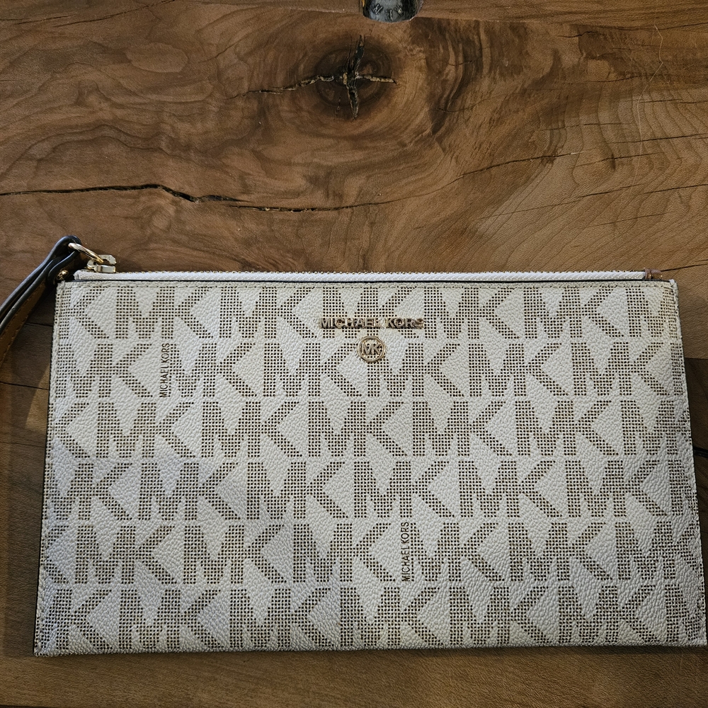 Michael Kors Beige Monogram Wristlet